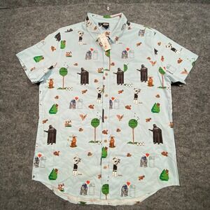 Our Universe Star Wars Earth Day AOP Button Down Shirt Mens XXL Blue Darth Vader